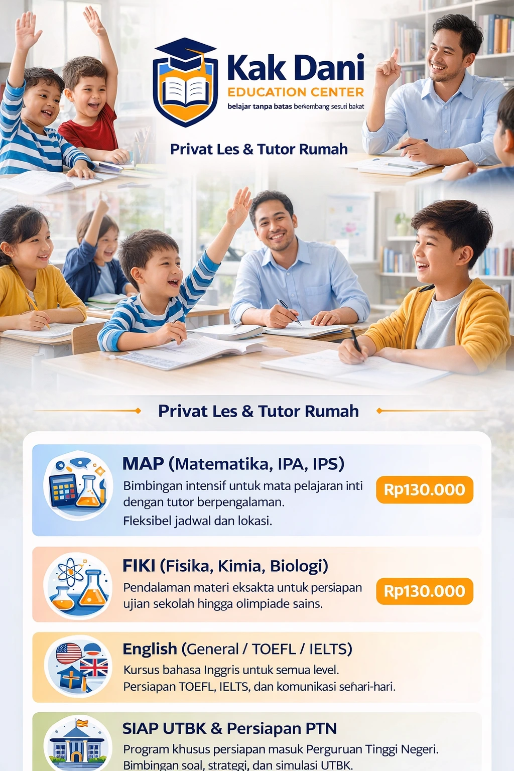 Program Kami Privat Les & Tutor Rumah - Kak Dani Education Center